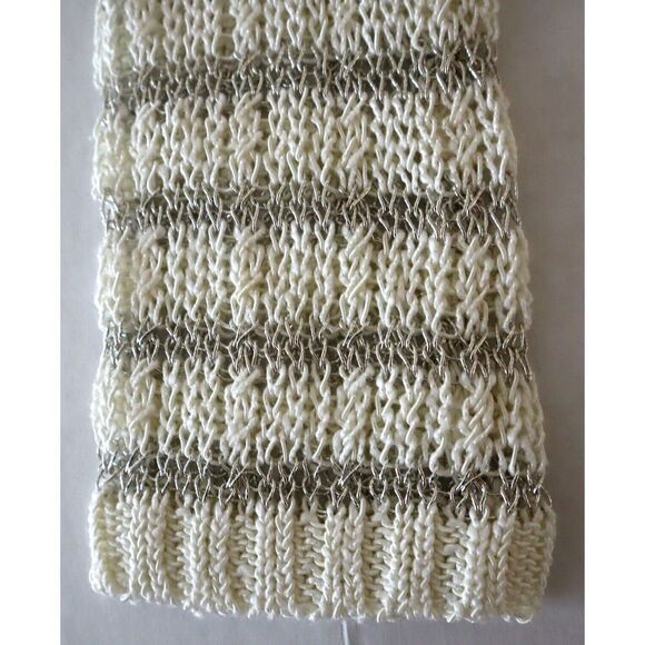 Alice + Olivia Womens Sz XS Cream/Silver Metallic Stripe Ethan Boxy Sweater $297 - Picture 6 of 10